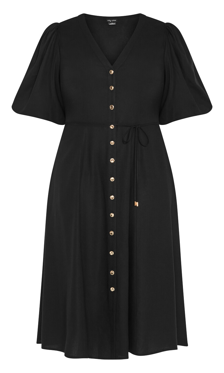 Dahlia V Neck Button Dress - black