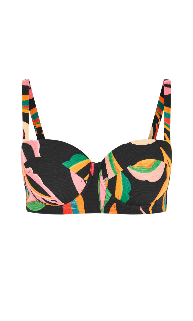 Maui Print Underwire Bikini Top - black print