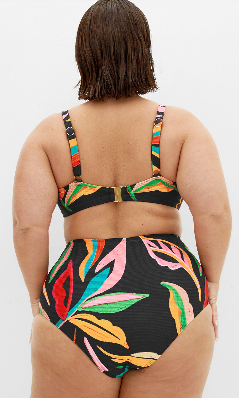 Maui Print Hi Waist Bikini Brief - black print