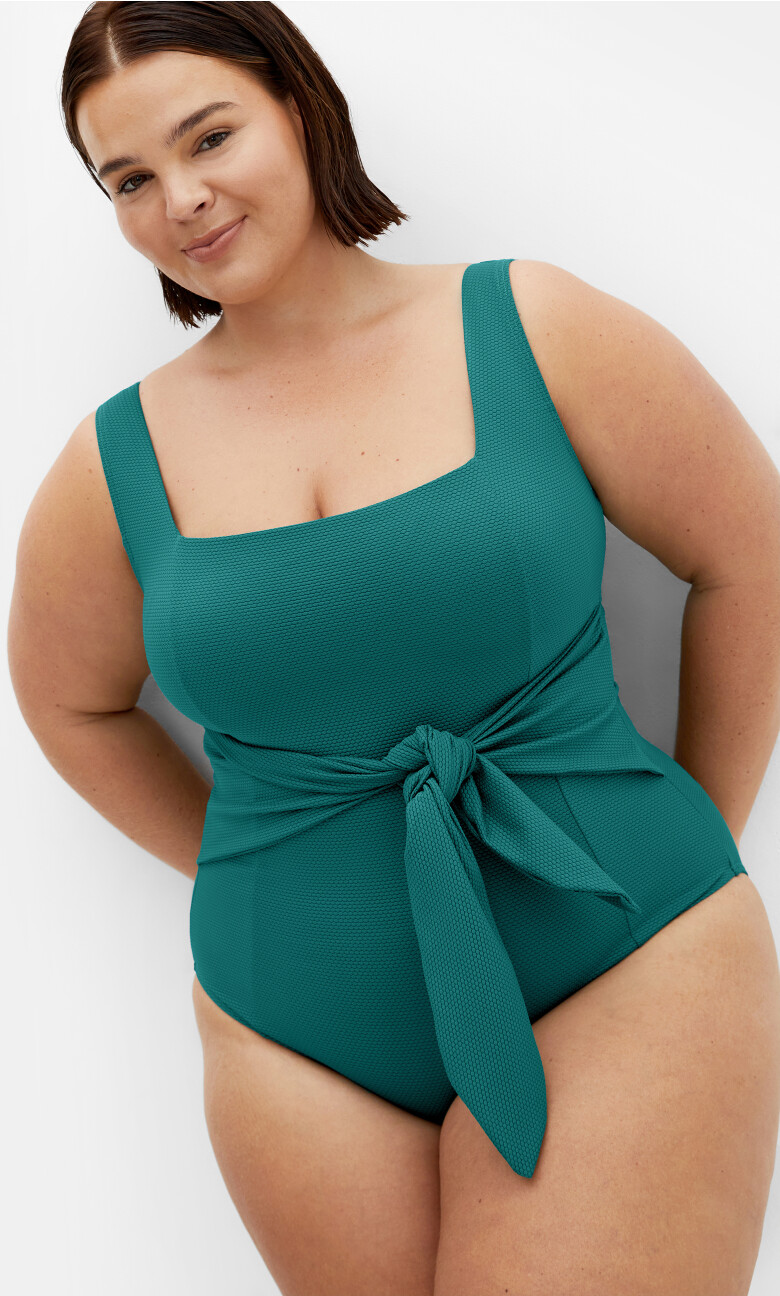 Sardinia Tie Front 1 Piece - emerald