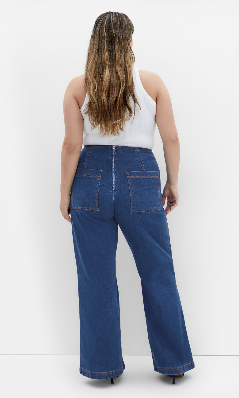Harley Fit August Wide Leg Jean - mid wash