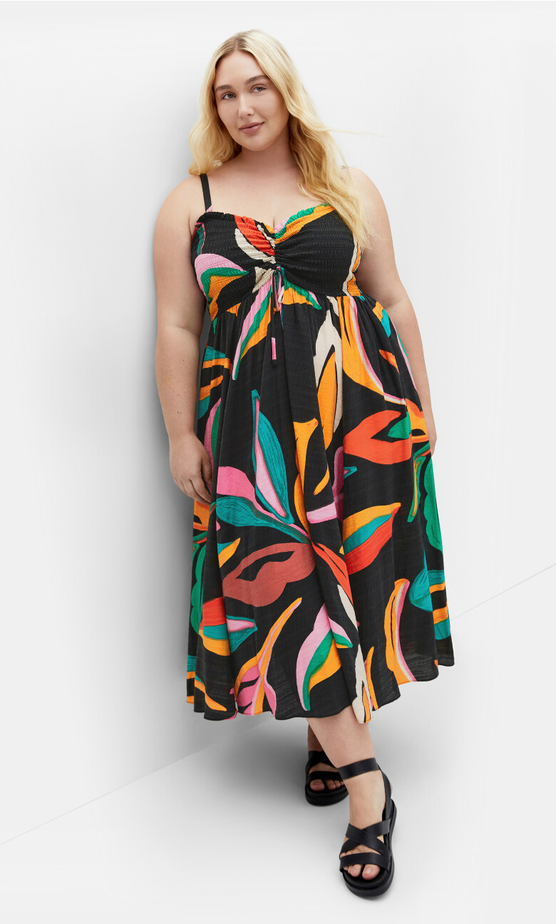Maui Print Maxi Dress - black print