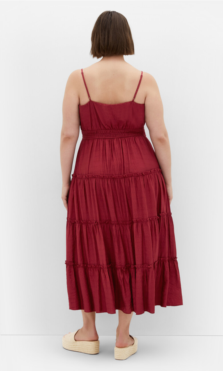 Aiza Crochet Tier Maxi Dress - shiraz