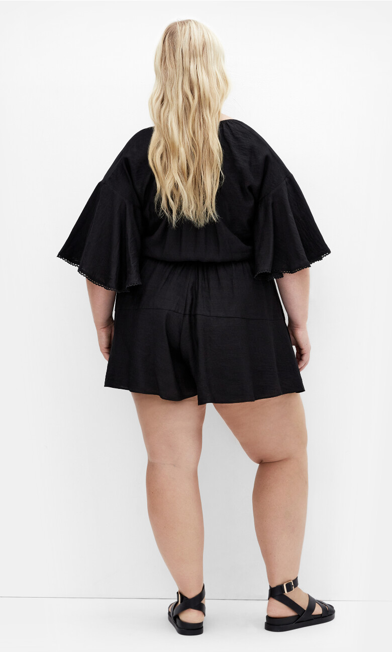 Harlow Lace Embroidered Playsuit - black