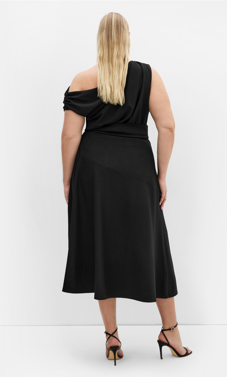 Kate Off Shoulder Midi Dress - black