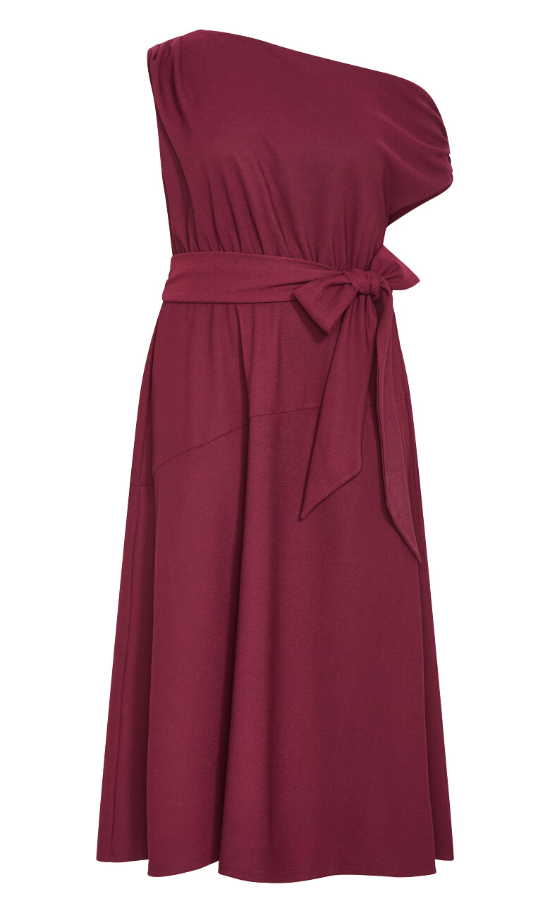 Kate Off Shoulder Midi Dress - dark cherry