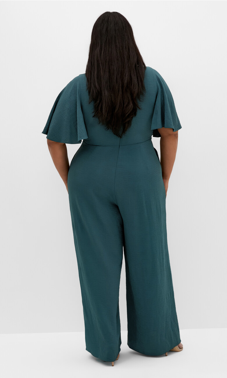 Braelynn V Neck Jumpsuit - emerald