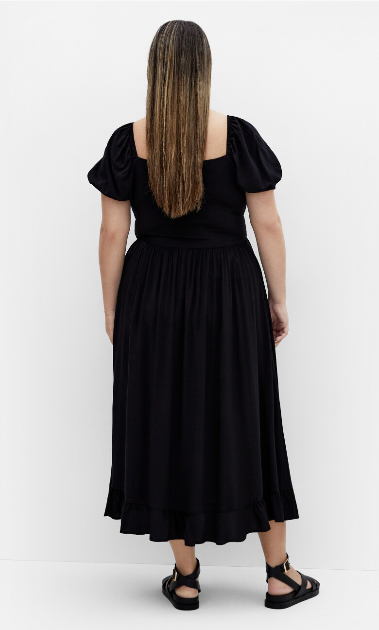 Emie Shirred Midi Dress - black