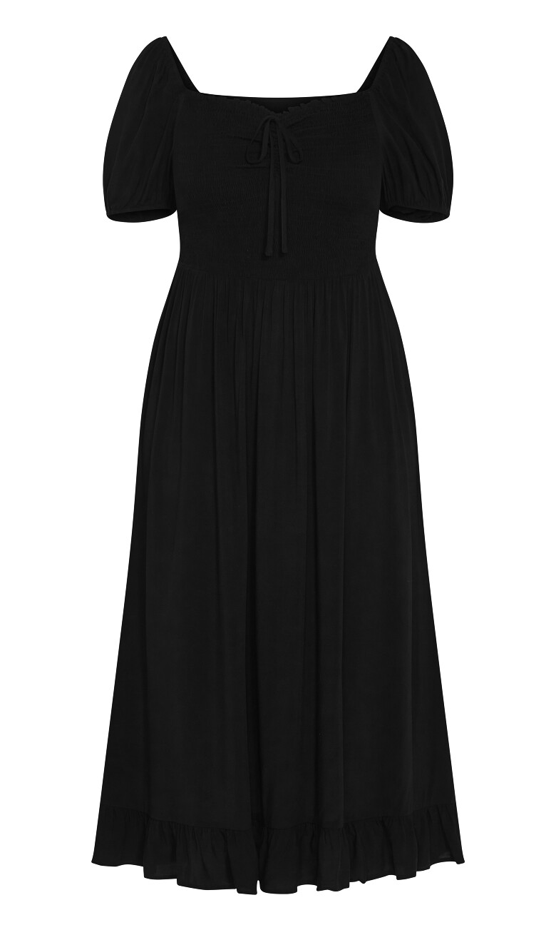 Emie Shirred Midi Dress - black