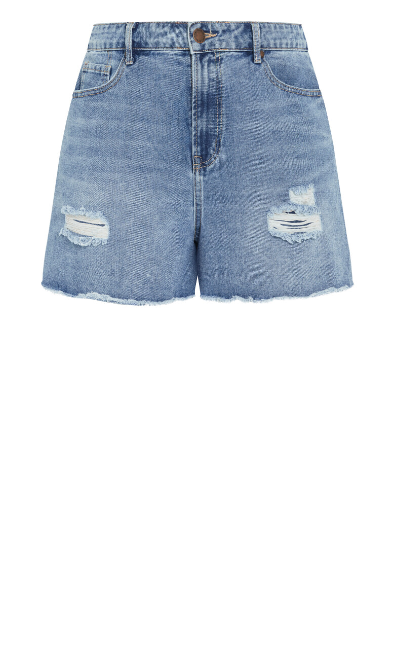 Hannah Rip Short - mid wash