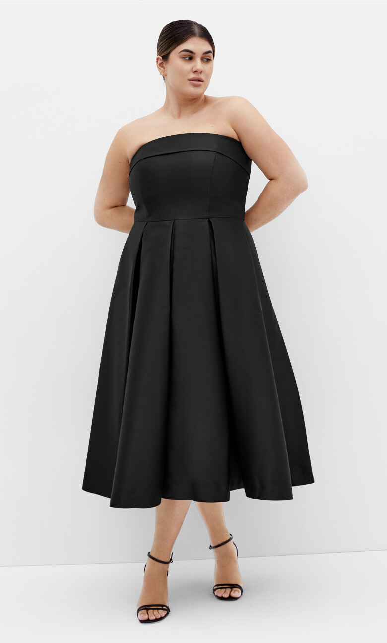 Plus Size Tiffany Plain Dress - Black