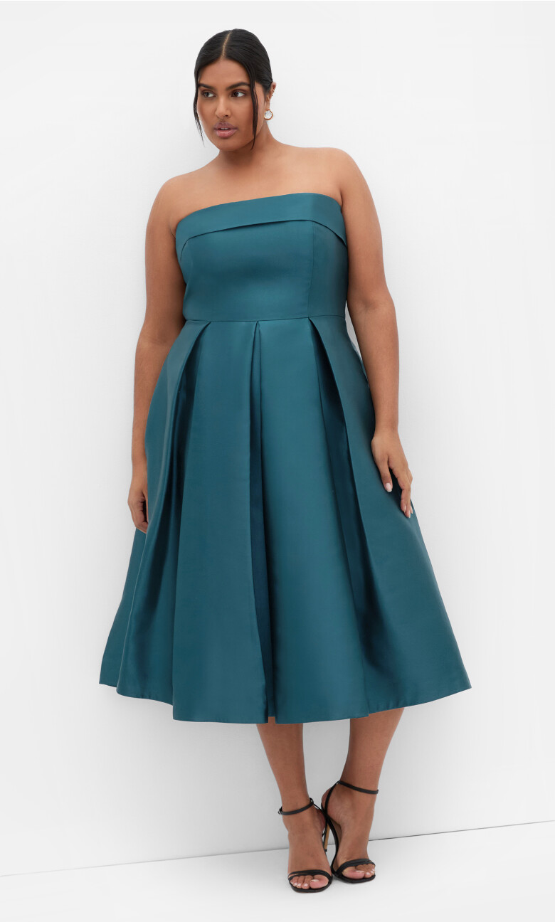 Plus Size Tiffany Plain Dress - Deep Teal