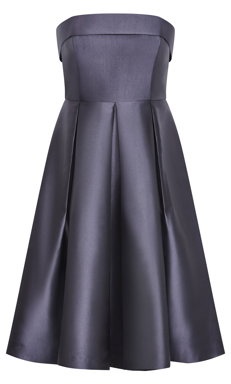 Tiffany Strapless Midi Dress - slate