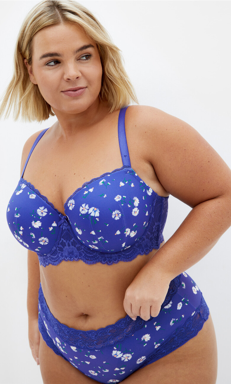 Hailey Contour Print Bra - blue