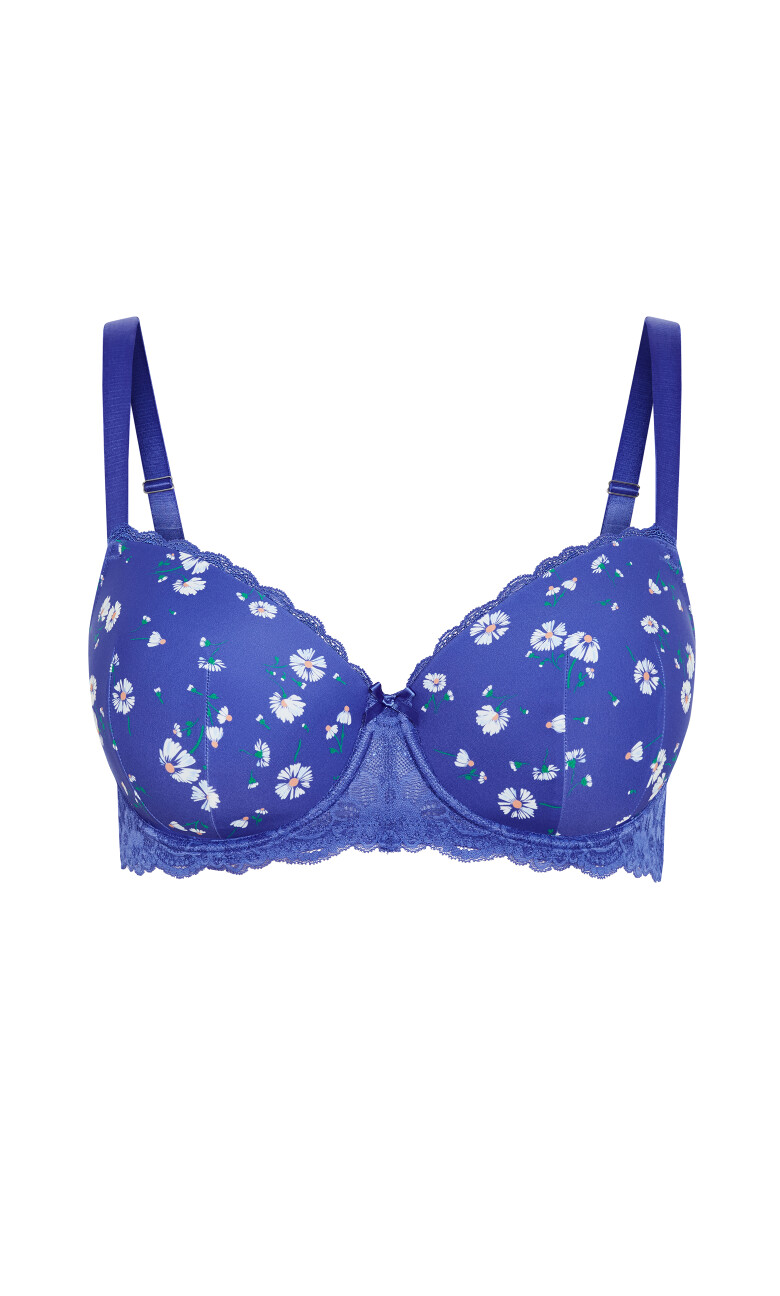 Hailey Contour Print Bra - blue