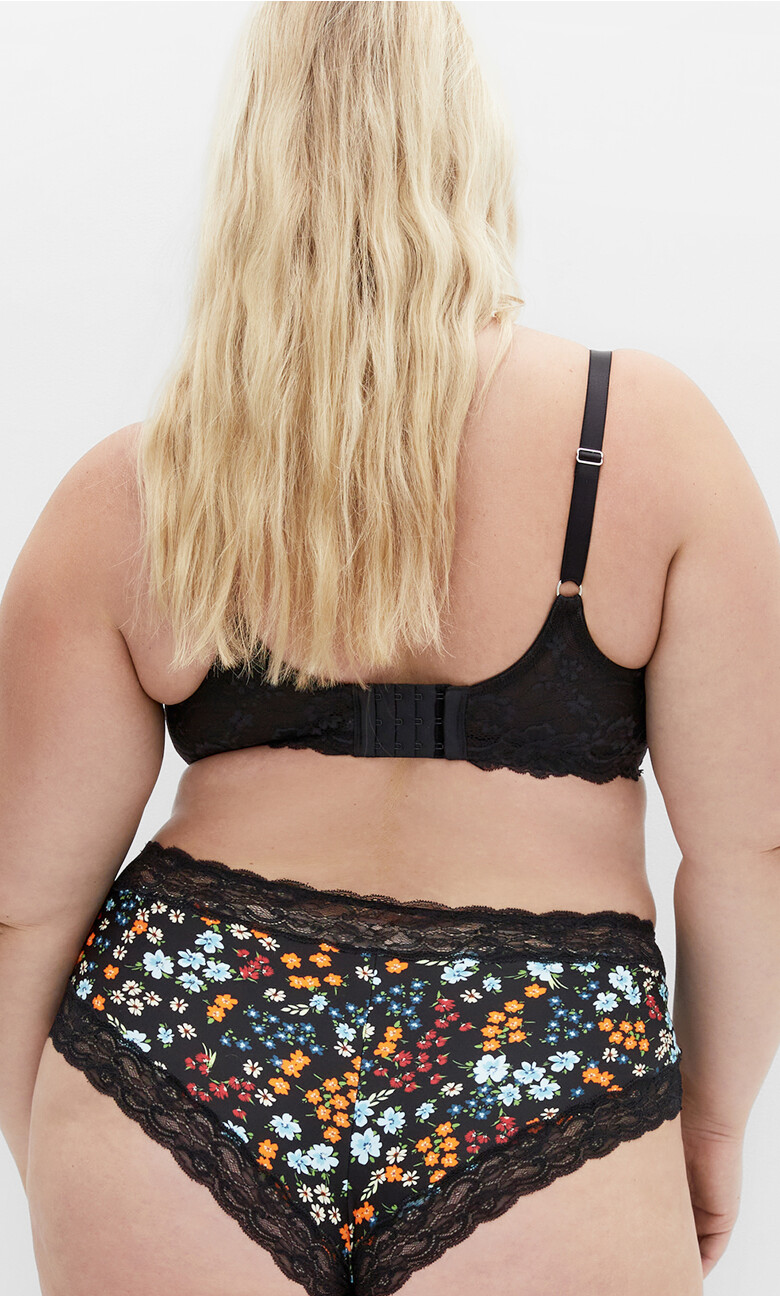 Hailey Print Cheeky Panty - black