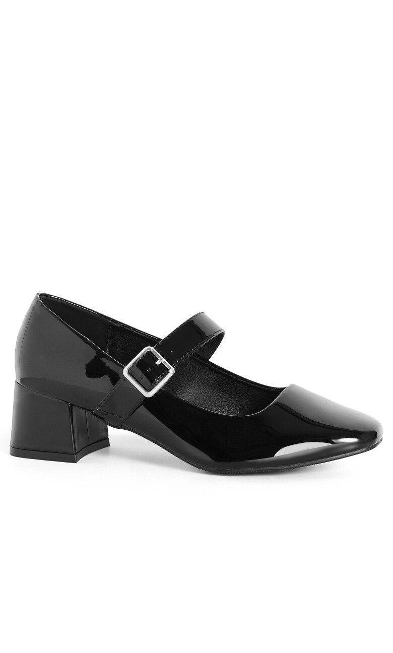 WIDE FIT Mary Jane Block Heel - black