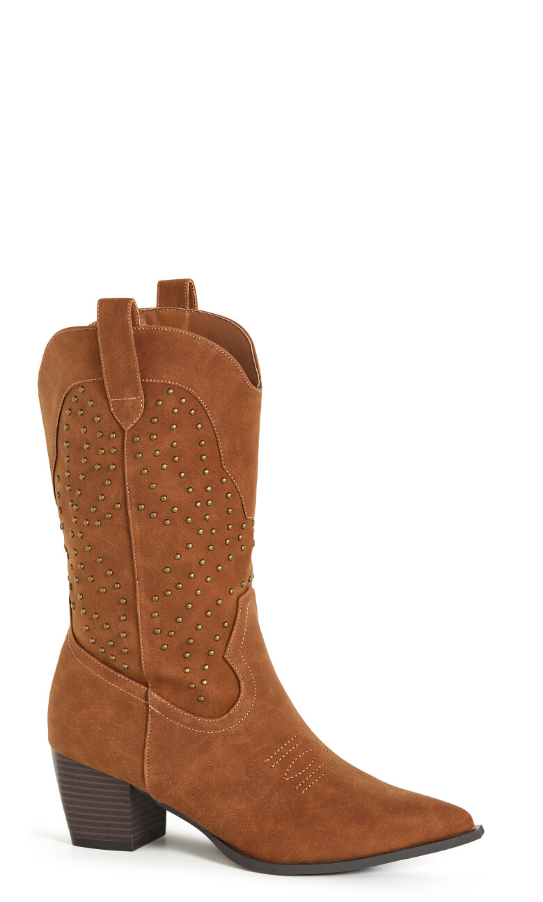 WIDE FIT Western Edge Boot - tan