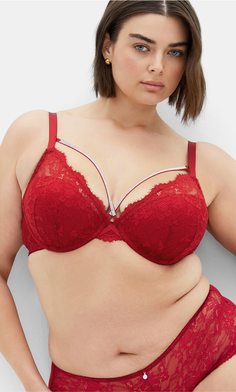 Josephine Contour Plunge Bra - red