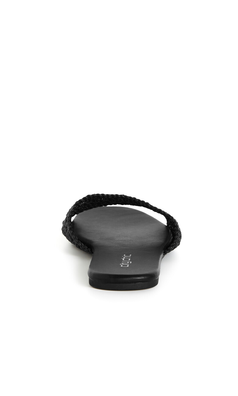 WIDE FIT Weave Flat Slide - black