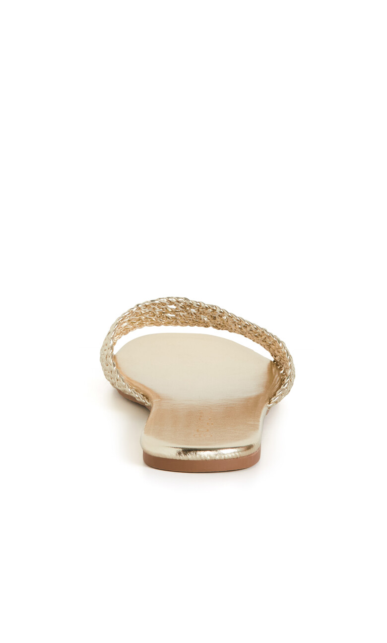 WIDE FIT Weave Flat Slide - gold