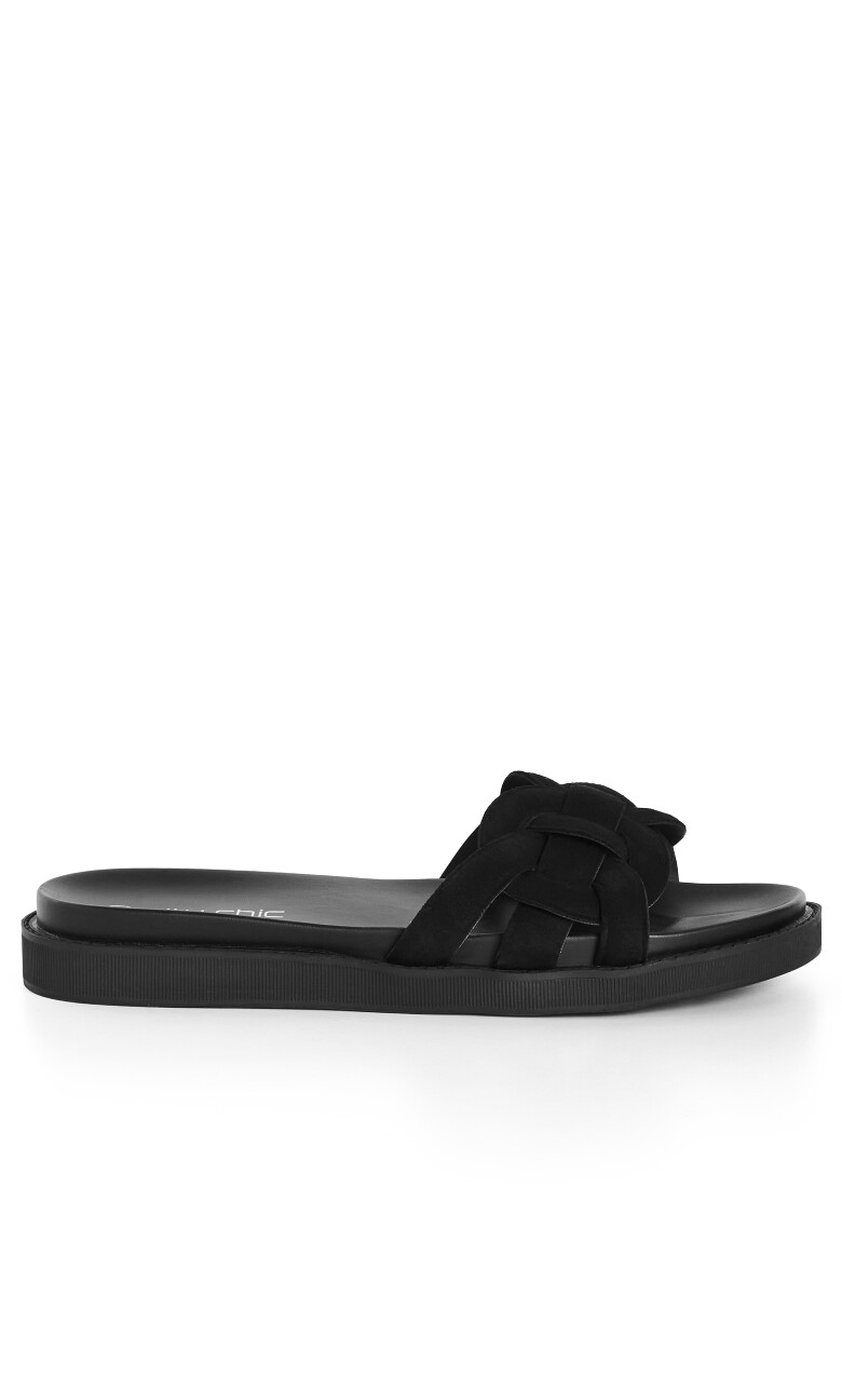 WIDE FIT Star Weave Slide - black