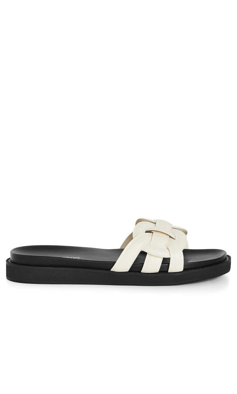 WIDE FIT Star Weave Slide - cream