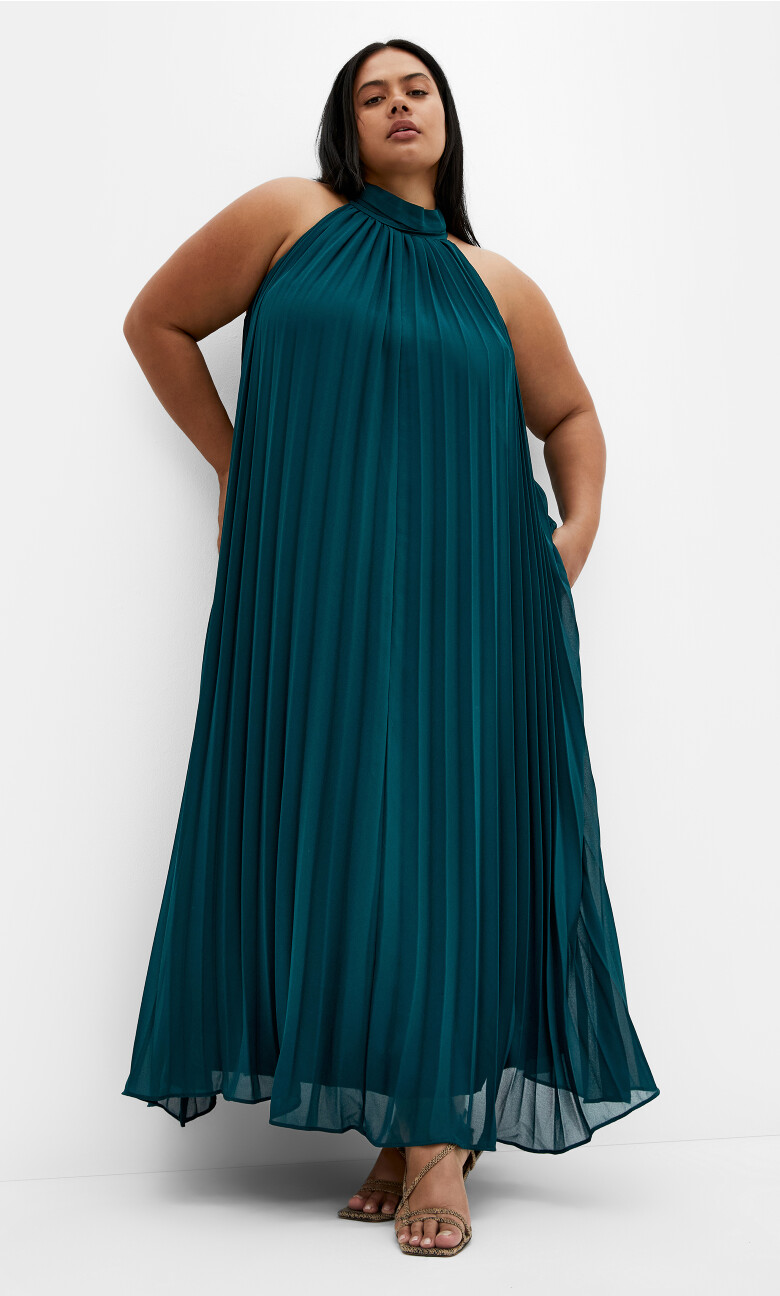 Aida Halter Neck Maxi Dress - teal