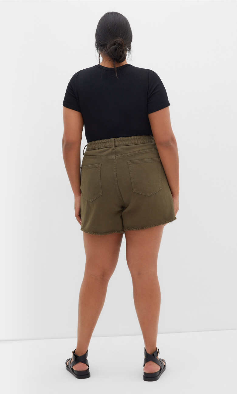 Denim Rip Short - khaki