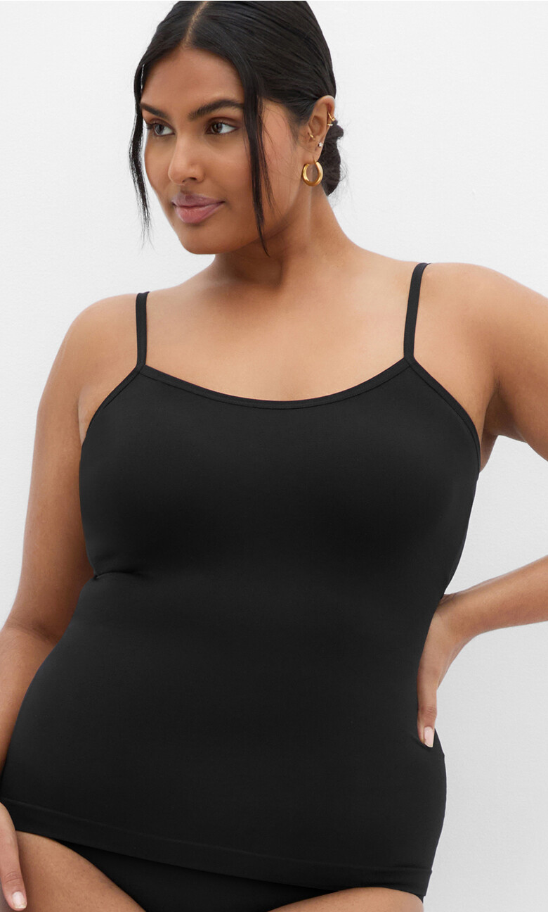 Plus Size S&C Seamlss Cami 2Pk - Black