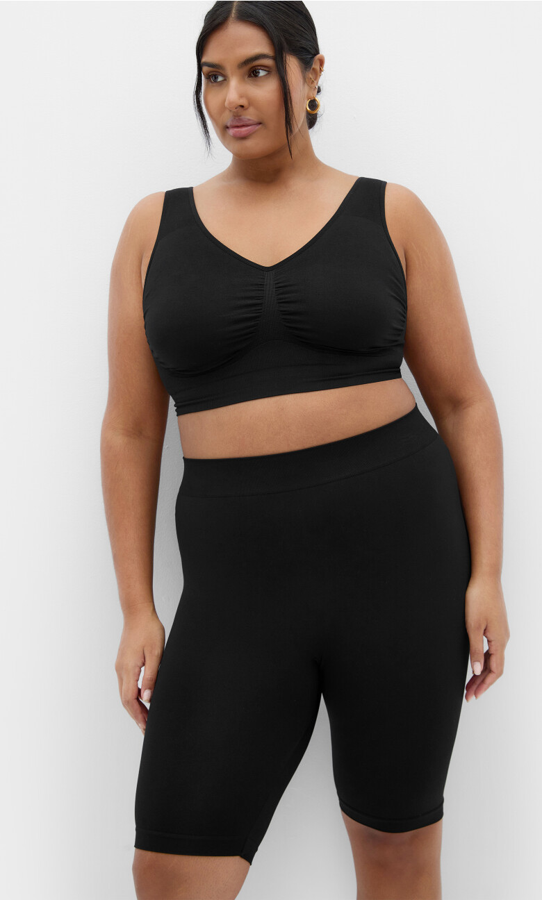 Plus Size S&C Seamlss Short 2Pk - Black