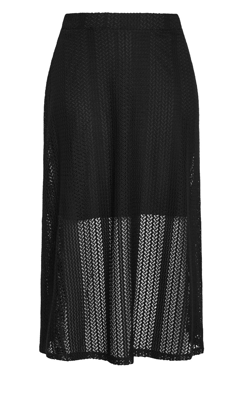 Crochet A-line Maxi Skirt - black