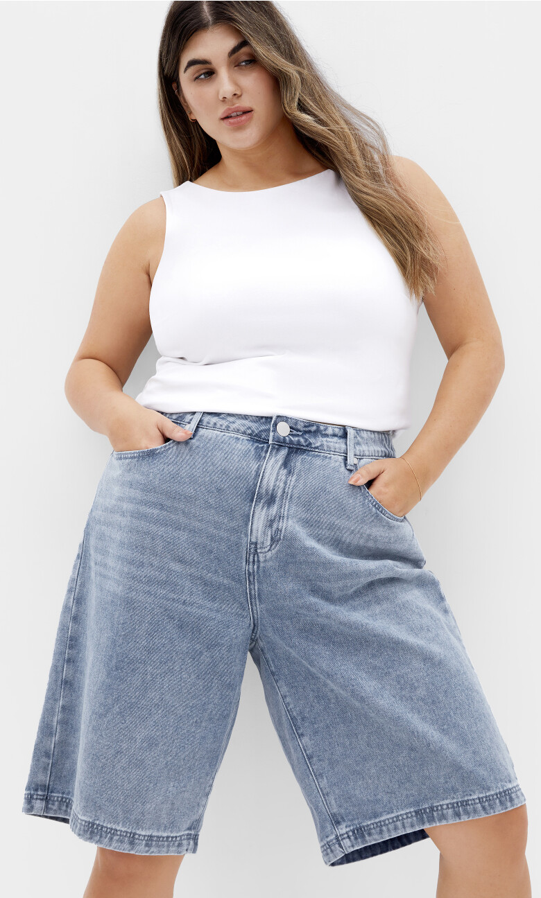Relax Longline Short - mid denim