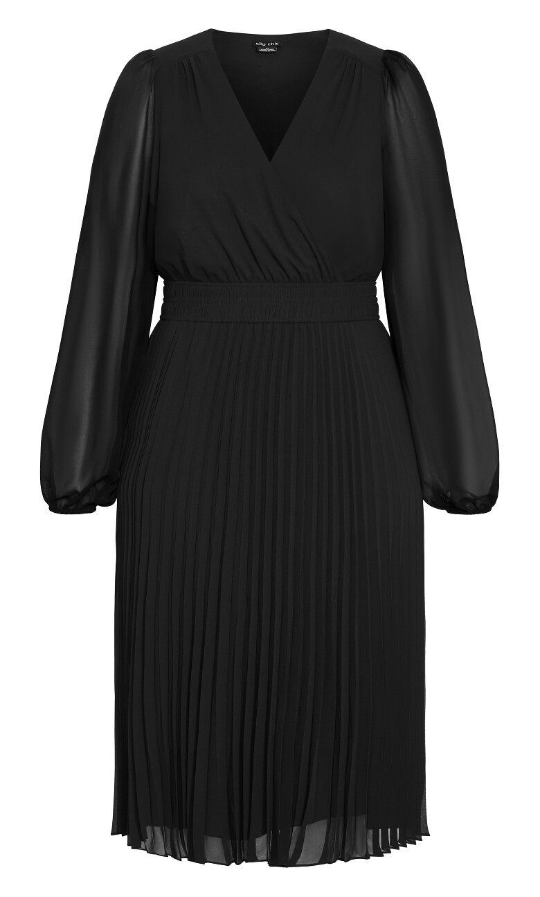 Finley Sheer Pleat Dress - black