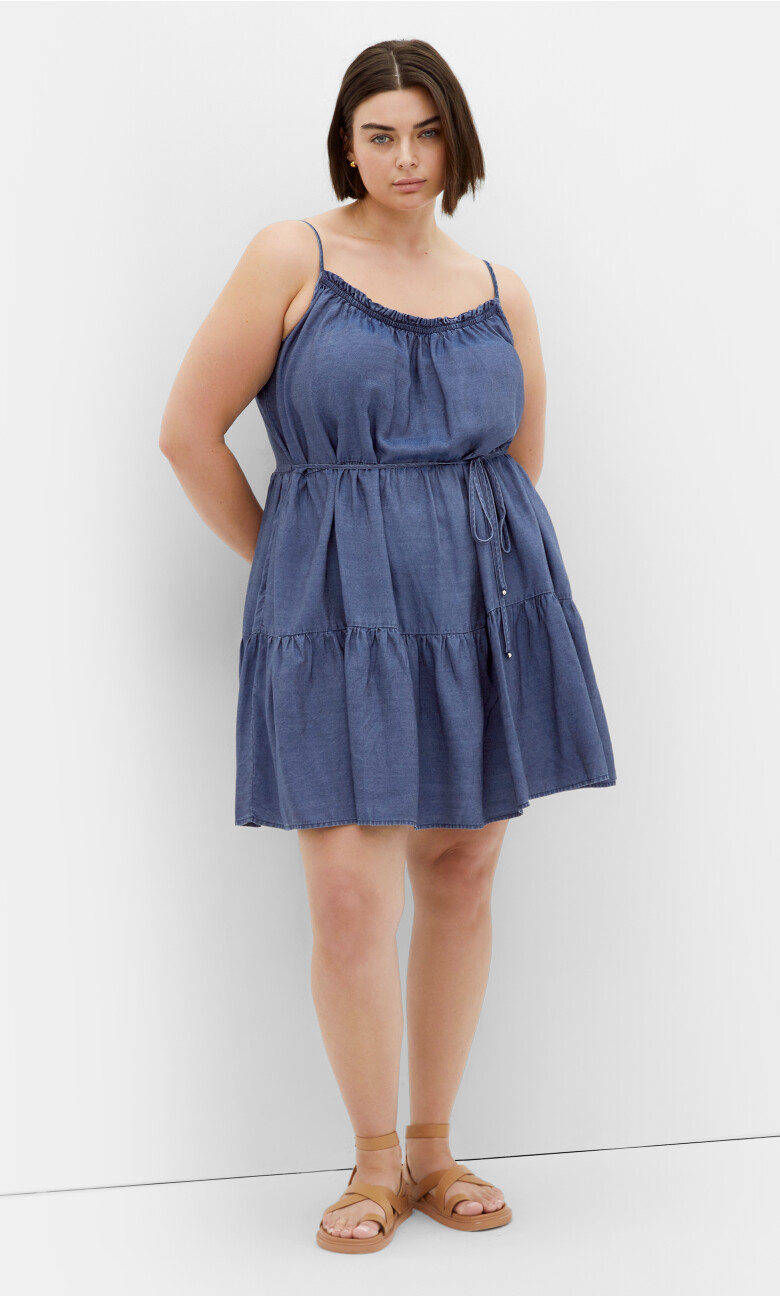 Sweet Tiers Mini Dress - dark denim