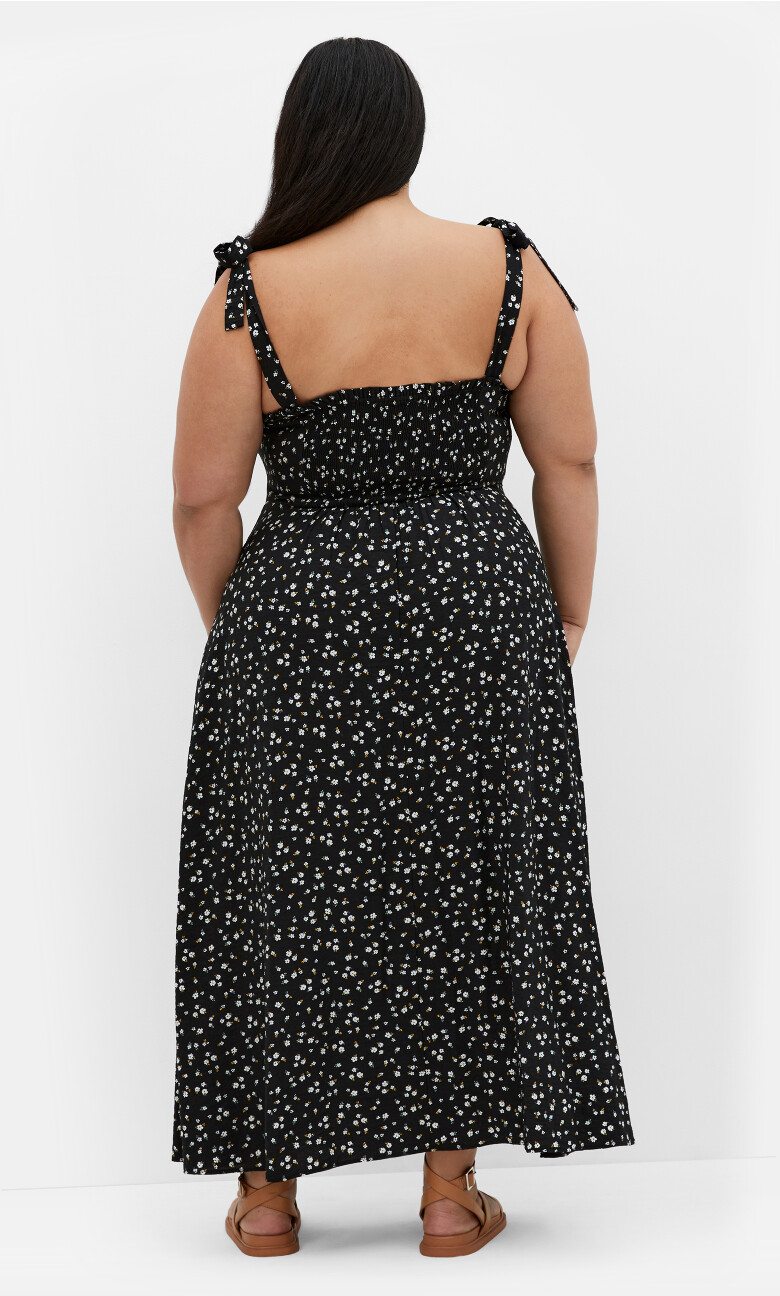 Penny Print Midi Dress - black print