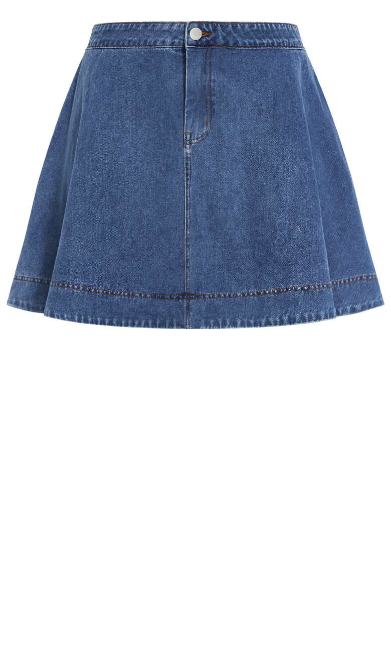 Flare Denim Skirt - mid denim