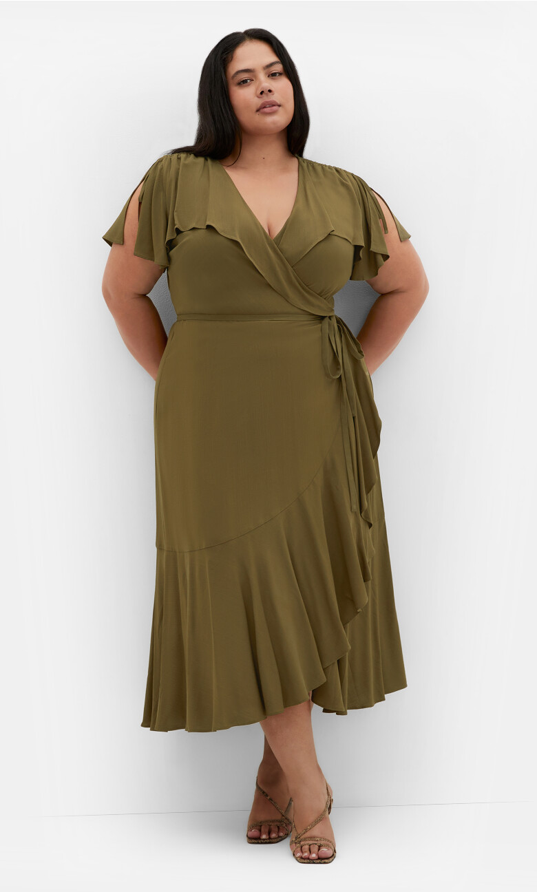 Imogen Wrap Hi-lo Dress - khaki