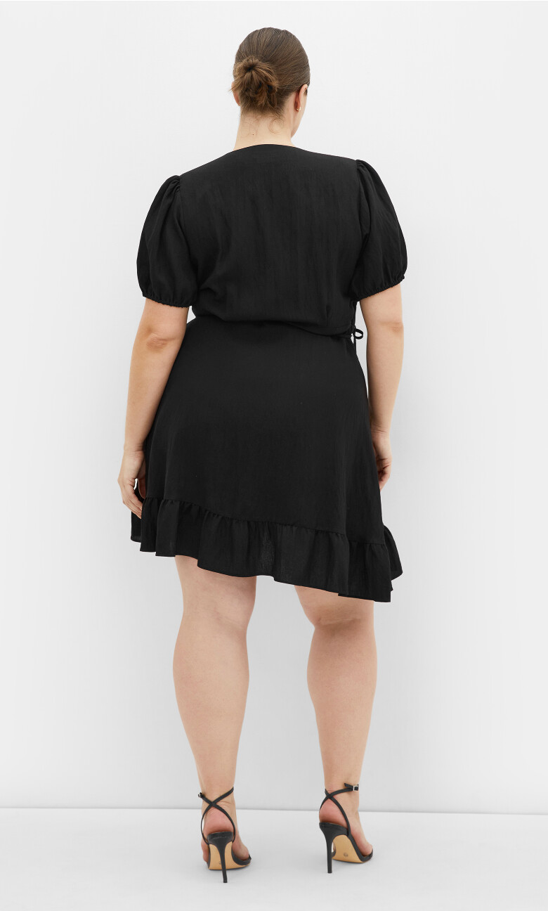 Selena Wrap Mini Dress - black
