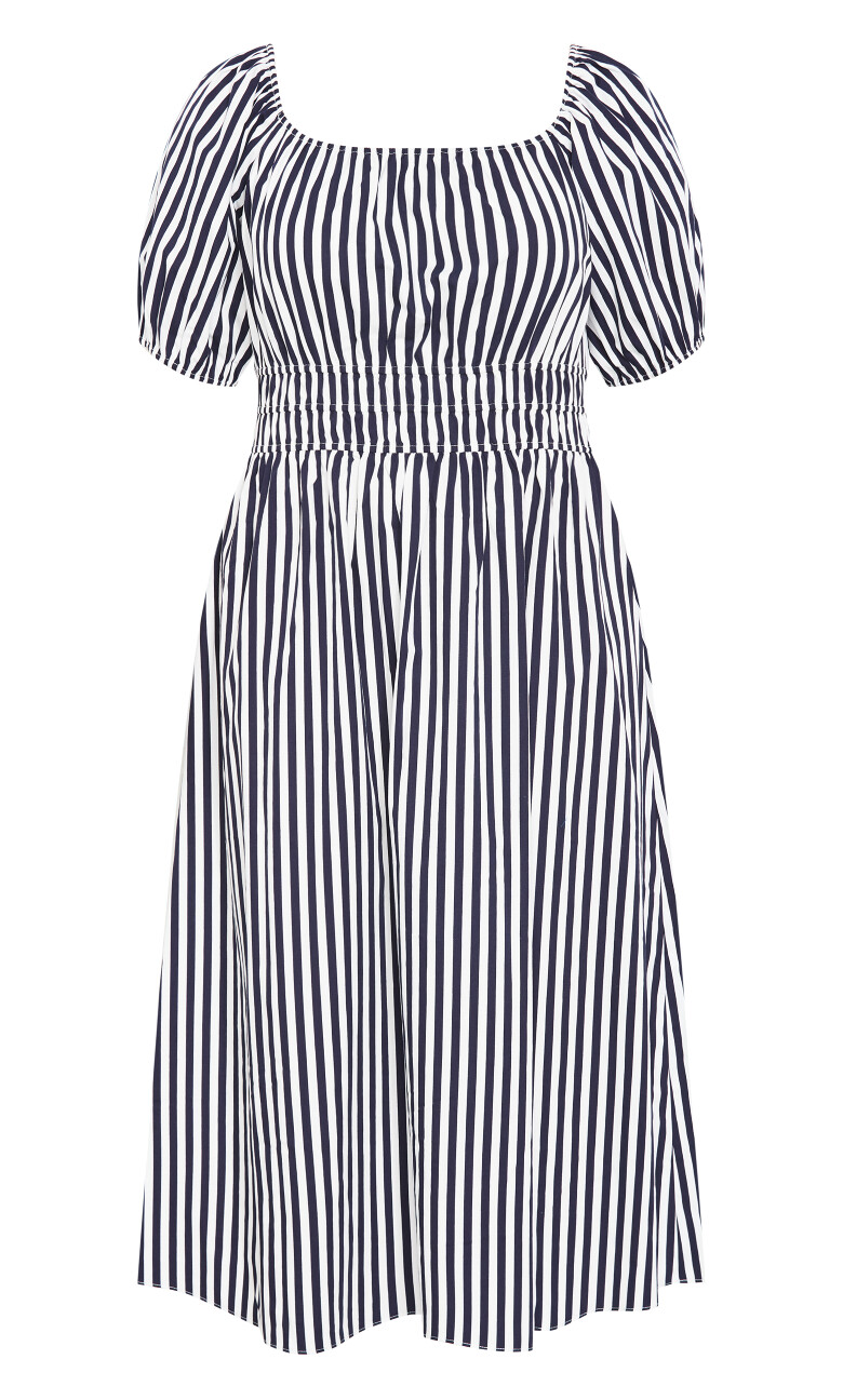 Adelynn Stripe Midi Dress - white