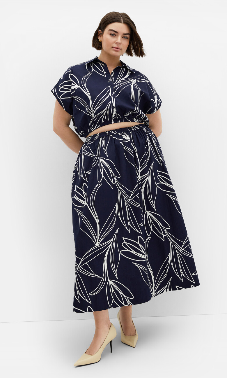 SKIRT VACAY PRT - Navy Bloom