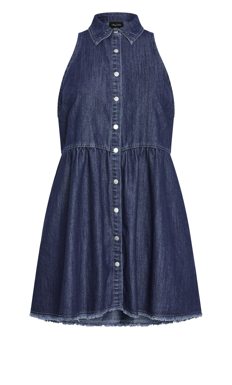 Dulce Sleeveless Denim Dress - mid denim