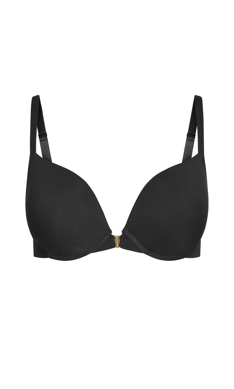Smooth & Chic Front Close Cotton Push Up Bra - black