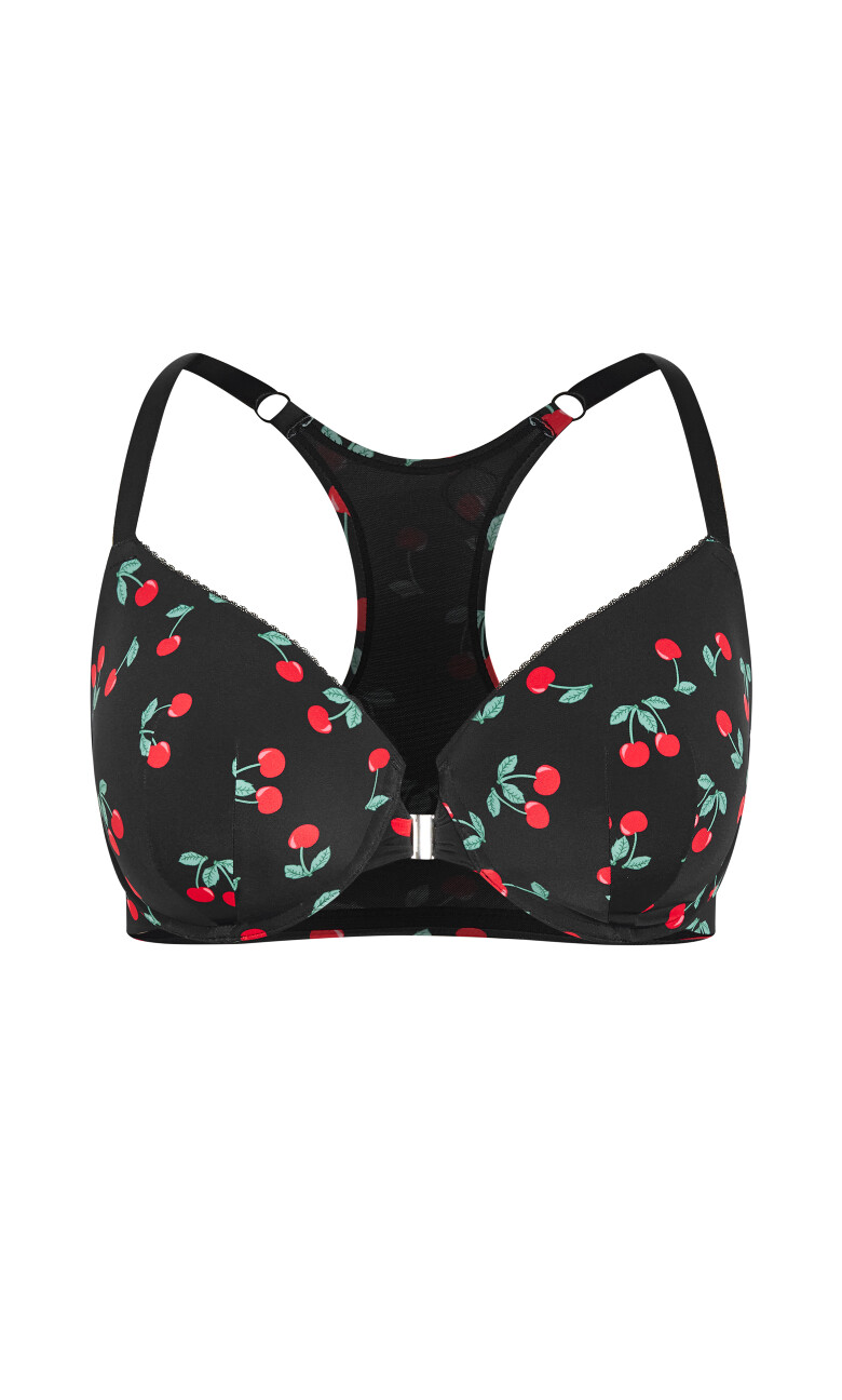 Iris Contour Racerback Print Bra - black