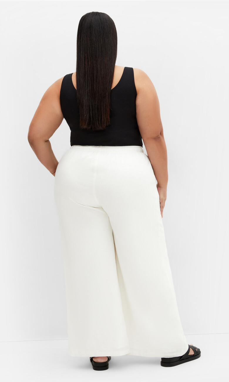 Holly Longline Linen Pant - ivory
