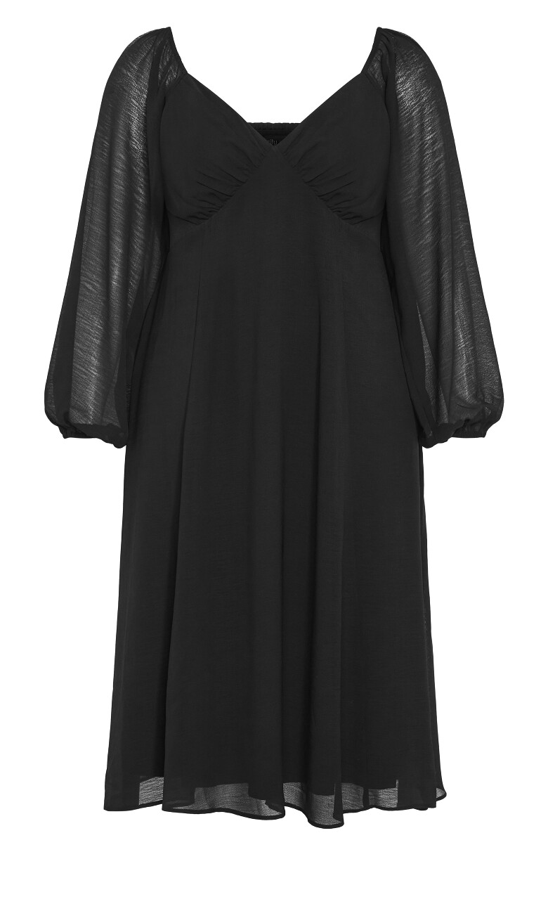 Flirty V Neck Midi Dress - black