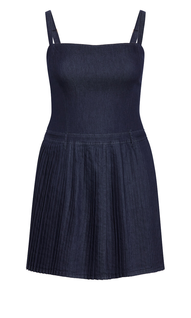 Skye Pleat Mini Dress - dark denim