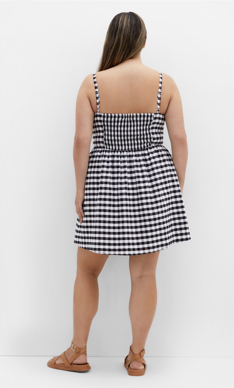 Rena Check Mini Dress - black