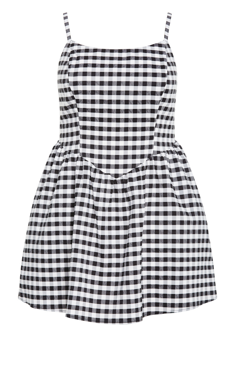 Rena Check Mini Dress - black