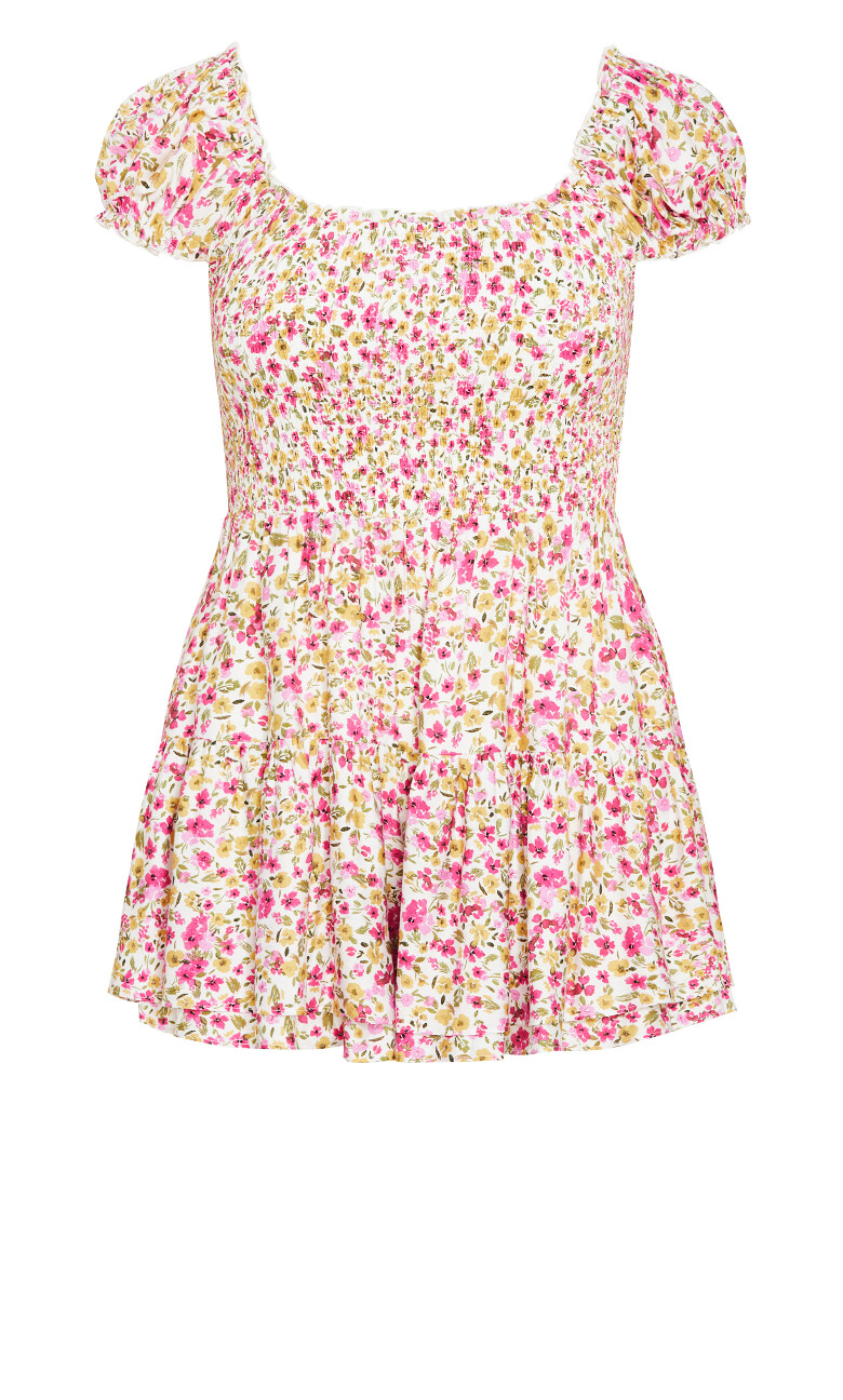 Zuri Print Shirred Playsuit - multi